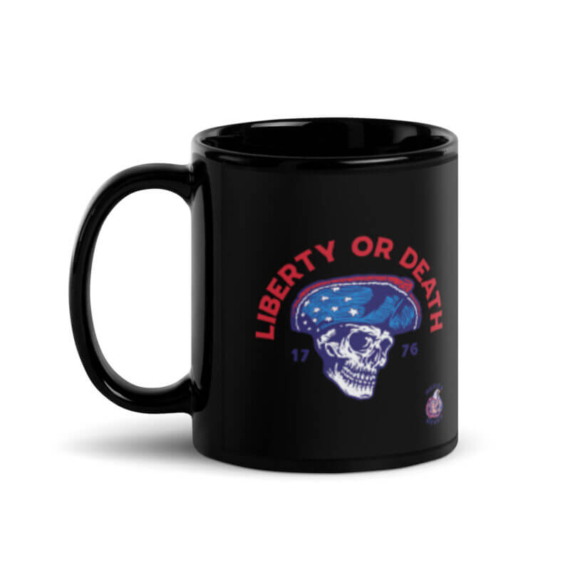 Liberty Or Death Black Glossy Mug - Image 2